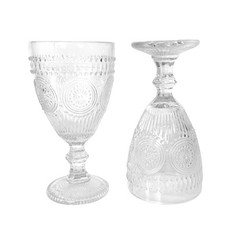 Circa Vintage Inspired Glass Goblets Set of 2 Elegant Tableware Cottage Home Déc