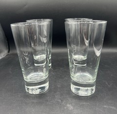 Heavy Base Clear Highball Glasses Set of 4 Thick Sham Base 6⅜” Barware