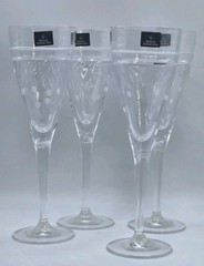 Royal Doulton Nightscape S/4 Crystal Wine Glasses 9.25″H • Label/Signed 2005 NOS