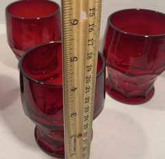 Fenton Georgian Ruby Red Water Tumblers Honeycomb Flat 4″ Glasses Vintage 2 Pc