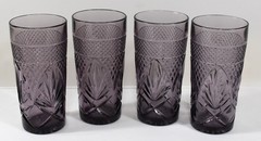 Set of 4 Arcoroc Luminarc Durand Amethyst Glass Highball Tumblers *Exc* #5348