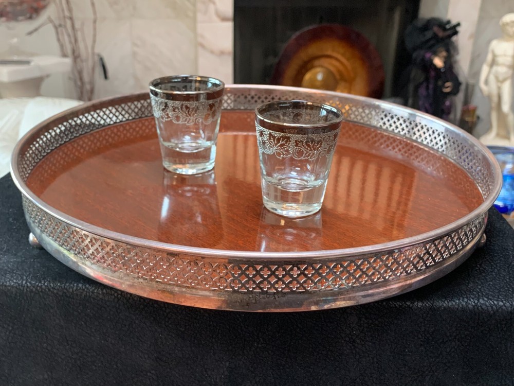Cool Pair of MCM Dorothy Thorpe Silver Fade Grapes Pattern Shot Glasses