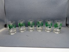 Nice Ivy Vine Design Set of 6 Juice Glasses 3 5/8″ x 2 1/4″