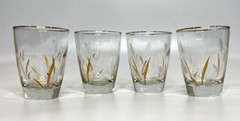 Libby Gold Wheat Glasses 1960’s barware/Juice cup. 3.5″ Tall. Set of 4, Vintage