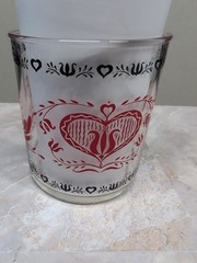 Vintage Hazel Atlas Amish Folk Art Drinking Glass With Bird, Heart & Floral…