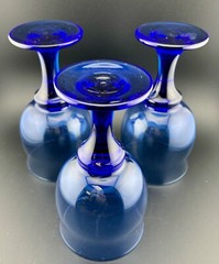 Libbey Vintage Cobalt Blue Drinking Wine Water Goblets Glasses Set of 3