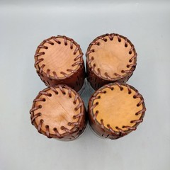 Libbey Bamco Western 5.25” Highball Tooled Leather Sleeves Longhorn Set of 4 (2)