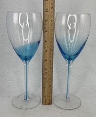 Pier 1 Aqua Bubble & Filament Water/Wine Goblets 9.6in Discontinued Set of 4