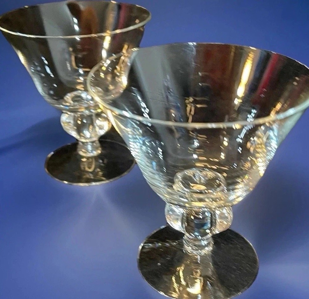 2 Vintage Swedish Crystal Cocktail Glasses «Astrid» Hand Blown Glass Sweden EUC