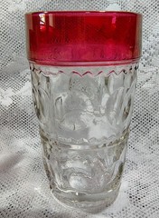 4 Vintage Tiffin Franciscan Kings Crown Ruby Flashed Top Highball Glasses (#1)