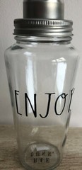 New Rae Dunn Cocktail Shaker Black Letters Clear Glass Barware 27 0z