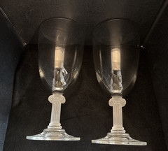 Set of 2 Mikasa Parthenon Frost Iced Tea Wine Glasses 7 3/8″ Frosted Column Stem