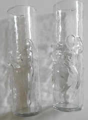 Libbey Set of Nude Embossed 8.5″ Highball Glasses Body Builder & La Femme Dancer