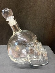 Glass Skull Wine/Juice/Whiskey Bottle Decanter Gift Home Decor No Cracks/Chips