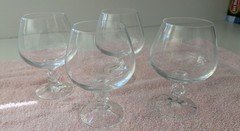 4 Claudia? Diana? Crystal Brandy Snifters Ball Stem Vintage Glasses 4.75″ tall