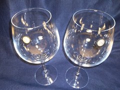 Pair Of Clear Crystal Oversized Wine Glasses Goblets Large 9″ 22 Ounces Stickers