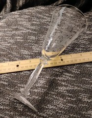 Vintage TIFFIN «LA FLEUR» Etched 8.5″ Clear Wine Goblet Flower Bouquet Swag!