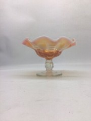 Dugan Coin Spot Carnival Glass Marigold Ruffled Edge Compote