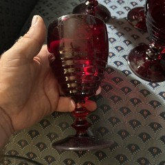 7 Paden City Ruby Red Glasses Penny Line #991 Goblets USA Vintage Water Wine 6″