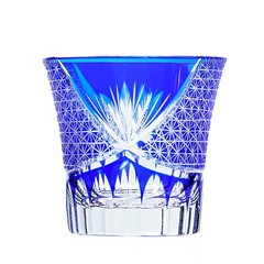 Japanese Style Crystal Glasses Whiskey Glass Hand Cut Dark Glass Blue 220ml/8oz