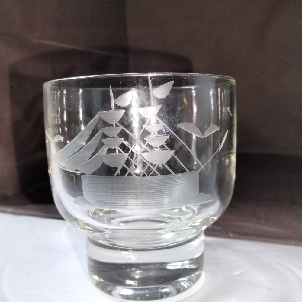 Javit Clipper Ship Collection Cut Glass Martini Old Fashioned Glasses set of 4