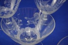 Hunt Safari Animal Scenes-(6) Low Sherbet Champagne Glasses, 3 3/8″ -LOT A (B61)