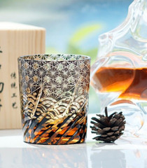 Hand Cut Clear Crystal Whiskey Glass Tumbler Drinkware 9oz Black With Gift Pack