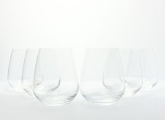 Luigi Bormioli “Crescendo” Set of 6 Stemless Wine Glasses 4 3/4” 23oz Signed