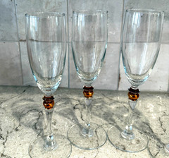 Vtg Champagne Flutes Gold Ball Stem Cristal D’Arques Durand Cortina Wedding Set