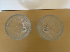 Vintage Pasabalce Art Of Glass Water Wine Goblet Raised Fruit Motif Lot Of 2