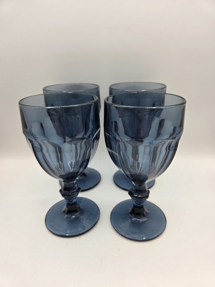 Libbey Gibralter Dusky Blue Water Goblet Glasses