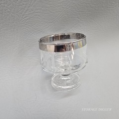 Vintage Set Of 8 Glass Sherbet Dessert Cup 2.75″ Tall, Monogrammed Letter M