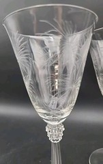 3- Vintage Fostoria LIDO WATER GOBLETS 6017 PALM LEAVES 1937-1954