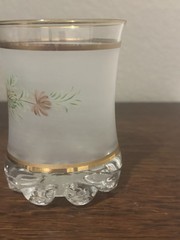 Vntg 1960s Italian Interpur Hand Painted Cocktail Glass Roses Signed 14kt Trim