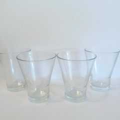 Bormioli Rocco Glass Tumblers Set Of 4 Clear 8oz Wide Rim Flared Base Tempered