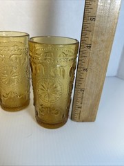 Amber Vintage 4 oz Tumbler Juice Brockway Glass Co set of 4 American Concord