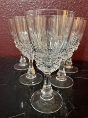 Crystal D’Arques Pompadour Wine Goblets Set of 6 France Clear Crystal 6”