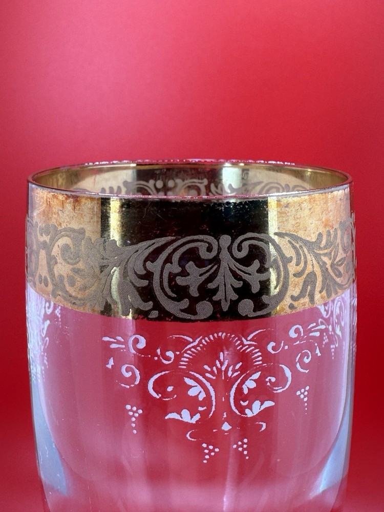 VINTAGE Cellini Italian Crystal Champagne Flute 24K Gold Trim Hand Decorated