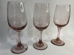 3 Libbey Glass Company Premiere Pink Water Wine Goblet 8oz Stemware. A42