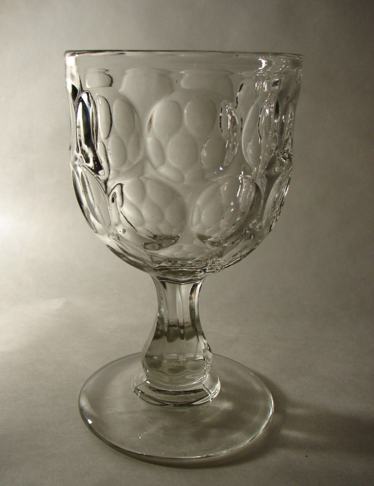Antique Mirror Knob Stem Early American Pattern Flint Glass Goblet 1860s