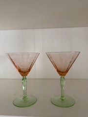 Vintage Tiffin Martini watermelon glass Uranium stem