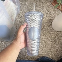 Starbucks Clear Plastic Glossy Tumbler With Straw, Twist Lid, Reusable