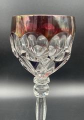 VTG Lausitzer LA16 Ruby Cut to Clear Crystal Hock Wine Glasses 8” Set of 3