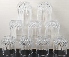 9) Cristal D’Arques Longchamp Clear 3.75″ Double Old Fashioned Set Rocks Bar Lot