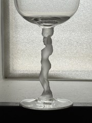 Bayel Crystal Wine Glass Female Nude Frosted Stem Bacchante Venus Monogram “T”