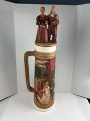 Vintage German Wedding Beer Stein 31″ Tall Relief Scene Decorative Ceramic Mug