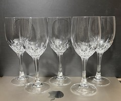 Set of 5 Cristal d’Arques JUAN or Orrefors Prelude Crystal Wine Glasses 6-3/4″