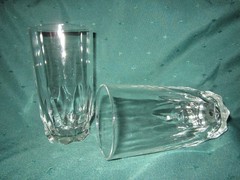 Pair of Clear Glass Highball Glasses~VG~Cut Glass Bottoms