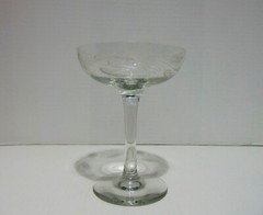 Etched Crystal Coupe Margarita Glass Flowers And Leaves
