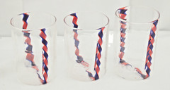 Set 3 Hand Blown Tumblers Gathered Studio Signed 2012 NHS 50th Sizes Vary